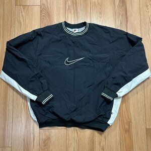 Vintage 90s Nike Pullover Jacket Center Swoosh Logo Size M Black Double Lined